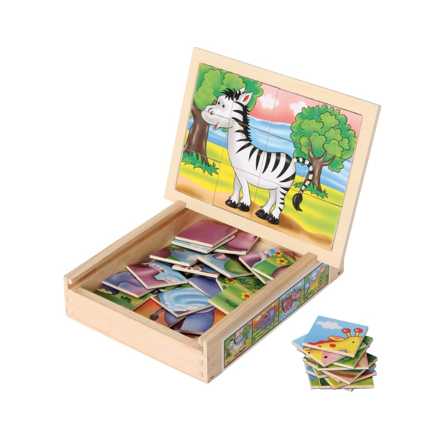 111100 Magnetpuzzle-Set (4) Wildtiere in Holzbox 111100 – Bild 2