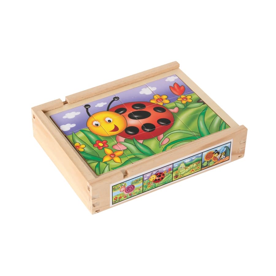 111101 Magnetpuzzle-Set (4) Gartentiere in Holzbox 111101