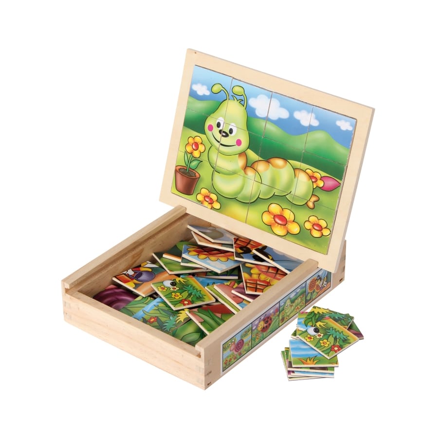 111101 Magnetpuzzle-Set (4) Gartentiere in Holzbox 111101 – Bild 2