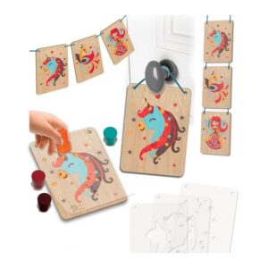 Tampondruck auf Holz “Verzauberte Figuren” CL 144